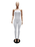 Solid color tube top sexy fashion pleated trousers jumpsuit