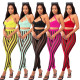 Fashion Sexy Mesh Print Halter Top Two Piece Set