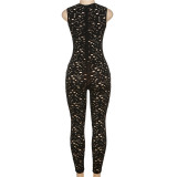 Women's Sexy Cutout Sleeveless Ripped Casual Sports Jumpsuit