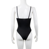 Sleeveless tight-fitting backless high-stretch nightclub sexy contrast color stitching suspender jumpsuit