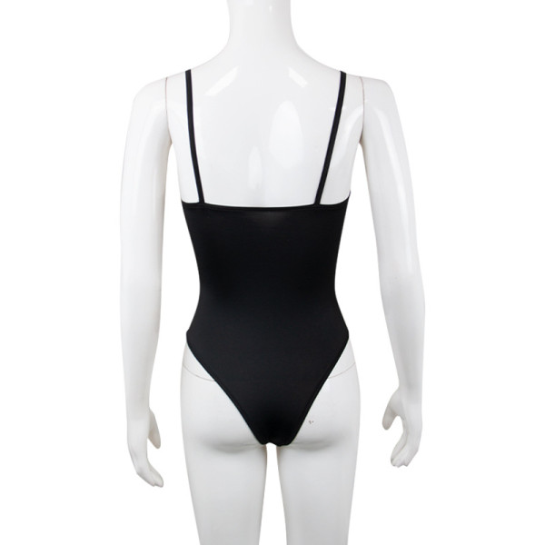 Sleeveless tight-fitting backless high-stretch nightclub sexy contrast color stitching suspender jumpsuit