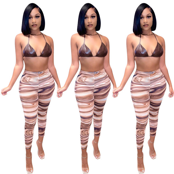 Fashion sexy sling mesh two-piece set