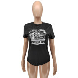 Plus Size Women's Summer Fashion Solid Color Offset T-Shirt