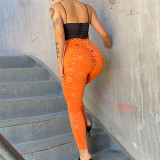 Sexy Hollow Hole High Waist Tight Sports Casual Pants Women