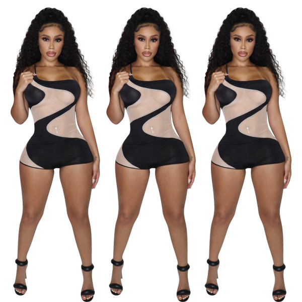 Fashion sexy mesh suspender jumpsuit