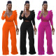 Women's Autumn and Winter Fashion Solid Color Puff Sleeve Front Hollow Tie Two-piece Set
