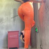 Sexy Hollow Hole High Waist Tight Sports Casual Pants Women