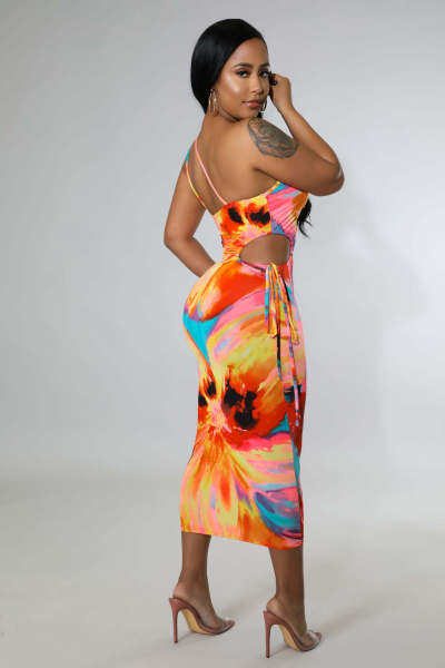 Fashion Sexy Print Cutout Dress