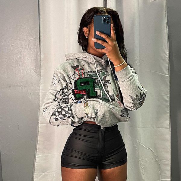 Skinny pants PU leather women's shorts casual
