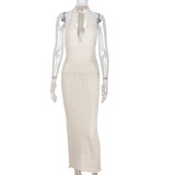 Cutout Personality U Neck Tie Long Dress