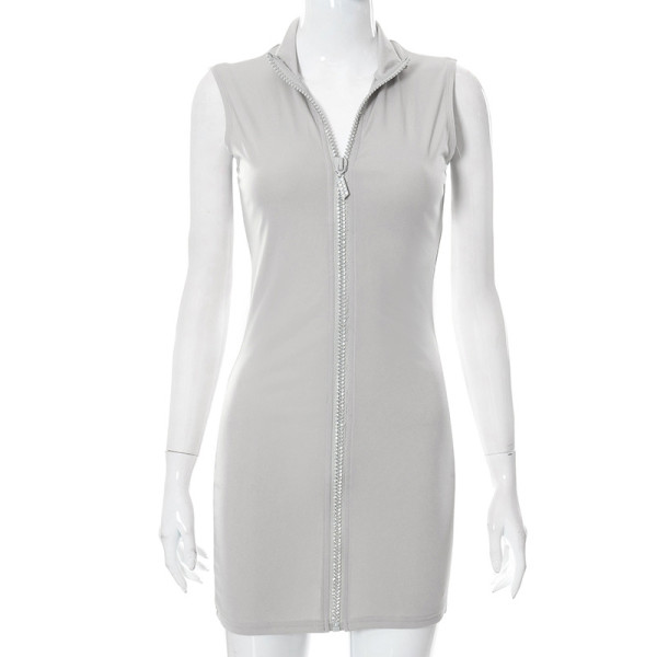 Sexy Stand Collar Sleeveless Skinny Hip Dress