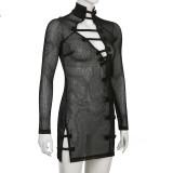 Mesh Beach Modified Cheongsam Hollow Out Sexy Dress