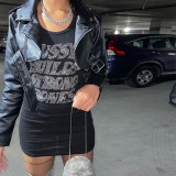 Sleeveless Dress Off-Shoulder Hollow Hollow-Diamond Package Hip Skirt