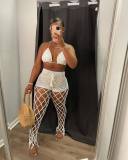 Hollow perspective two-piece beach style fishnet hand hook sexy fashion suit