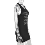 Sleeveless Dress Off-Shoulder Hollow Hollow-Diamond Package Hip Skirt