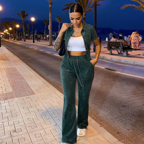 high waist casual suit all match slim two piece suit