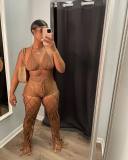 Hollow perspective two-piece beach style fishnet hand hook sexy fashion suit