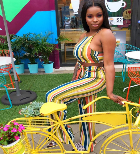 Women's Colorful Striped Sexy Two-Piece Backless Dress