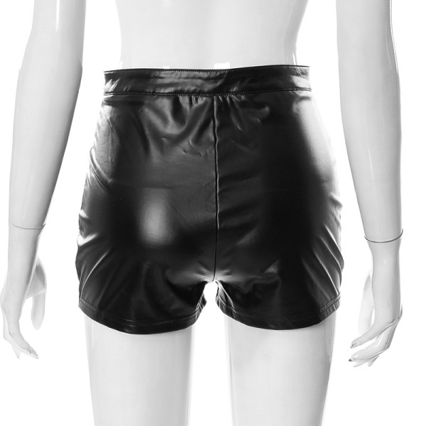 Skinny pants PU leather women's shorts casual