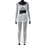 Women's Fashion Suit Sexy Perspective Mesh Casual Two Piece