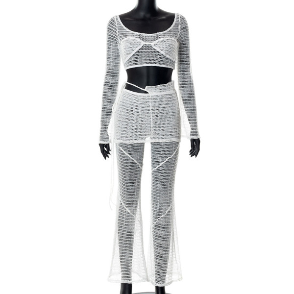 Women's Fashion Suit Sexy Perspective Mesh Casual Two Piece