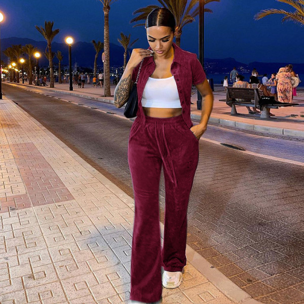 high waist casual suit all match slim two piece suit