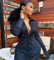 Sexy Tie Hollow Out Tight Long Sleeve Solid Color Dress Short Skirt Sexy Tie Hollow Out Tight Long Sleeve Solid Color Dress Short Skirt