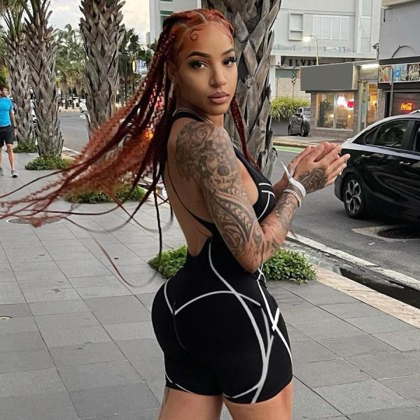 Women's Fashion Women's Stitch Print Street Style Casual Sling Jumpsuit