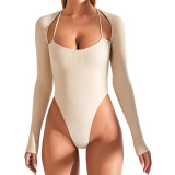 Solid Color Sexy Halter Bodysuit Women's