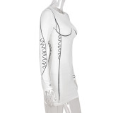 Women's Sexy Thin Round Neck Long Sleeve Dress