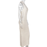 Cutout Personality U Neck Tie Long Dress