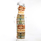 Sling backless tie-dye suspender dress fashion holiday dress women