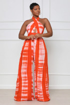 High Waist Zip Casual Slim Fit Sleeveless Sling Print Jumpsuit