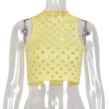 T-shirt solid color hole small vest sexy crop top