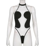 Swimsuit Sexy Mesh Panel Sleeveless Halter Bodysuit