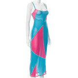 Mesh Sheer Contrast Slip Dress