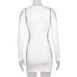 Women's Sexy Thin Round Neck Long Sleeve Dress