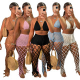 Hollow perspective two-piece beach style fishnet hand hook sexy fashion suit
