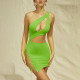 Oblique shoulder hollow strap dress fashionable temperament short skirt