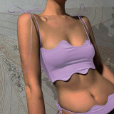 Wavy sexy babes small camisole top straps crop top