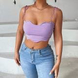 Wavy sexy babes small camisole top straps crop top