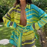 Long Sleeve Printed Swimwear Shirt Jacket