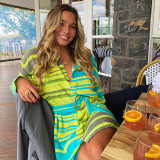 Long Sleeve Printed Swimwear Shirt Jacket