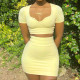 Fashion Solid Color Small U Neck Suit Skirt