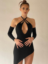 beveled halterneck cutout short dress beveled halterneck cutout short dress