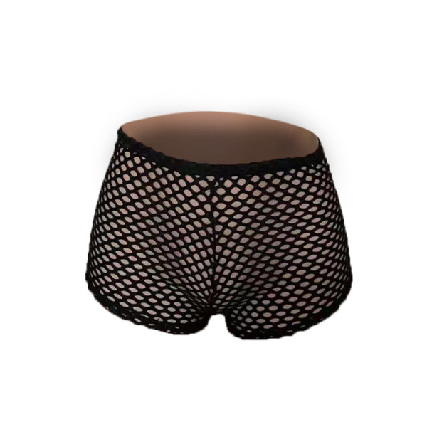 Sexy perspective mesh high waist solid color transparent black shorts high waist buttocks slim