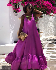 Plus Size Loose Sleeveless Sling Long Sexy Home Swing Dress