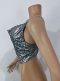 Sexy nightclub drill strip slim short laser bronzing vest