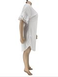 Round Neck Plus Size Women's Ruffle Sleeve 5XL Dress