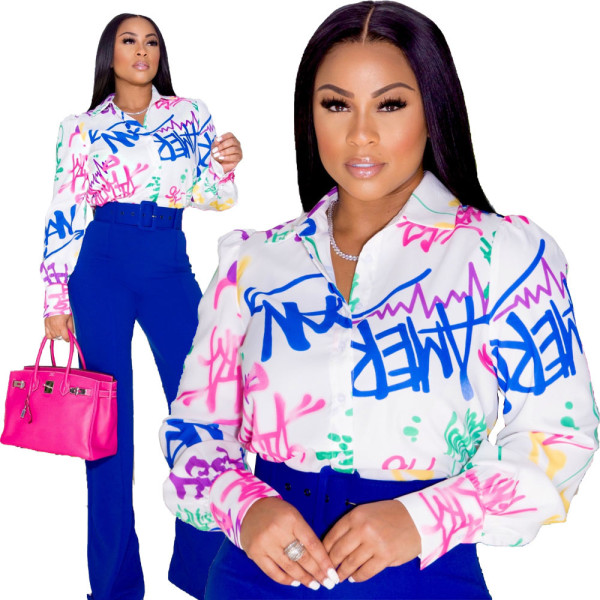 printed shirt long sleeve top